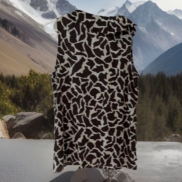Loft Brown Giraffe Print Ruffle Dressy Tank- size M - Picture 2 of 3